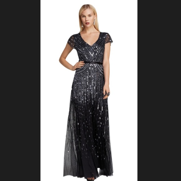 princess polly baby blue dress Adrianna Papell Dress, Blue Beaded Prom Gown, Vintage Y2K Sequin, Long  Evening Maxi main image 0